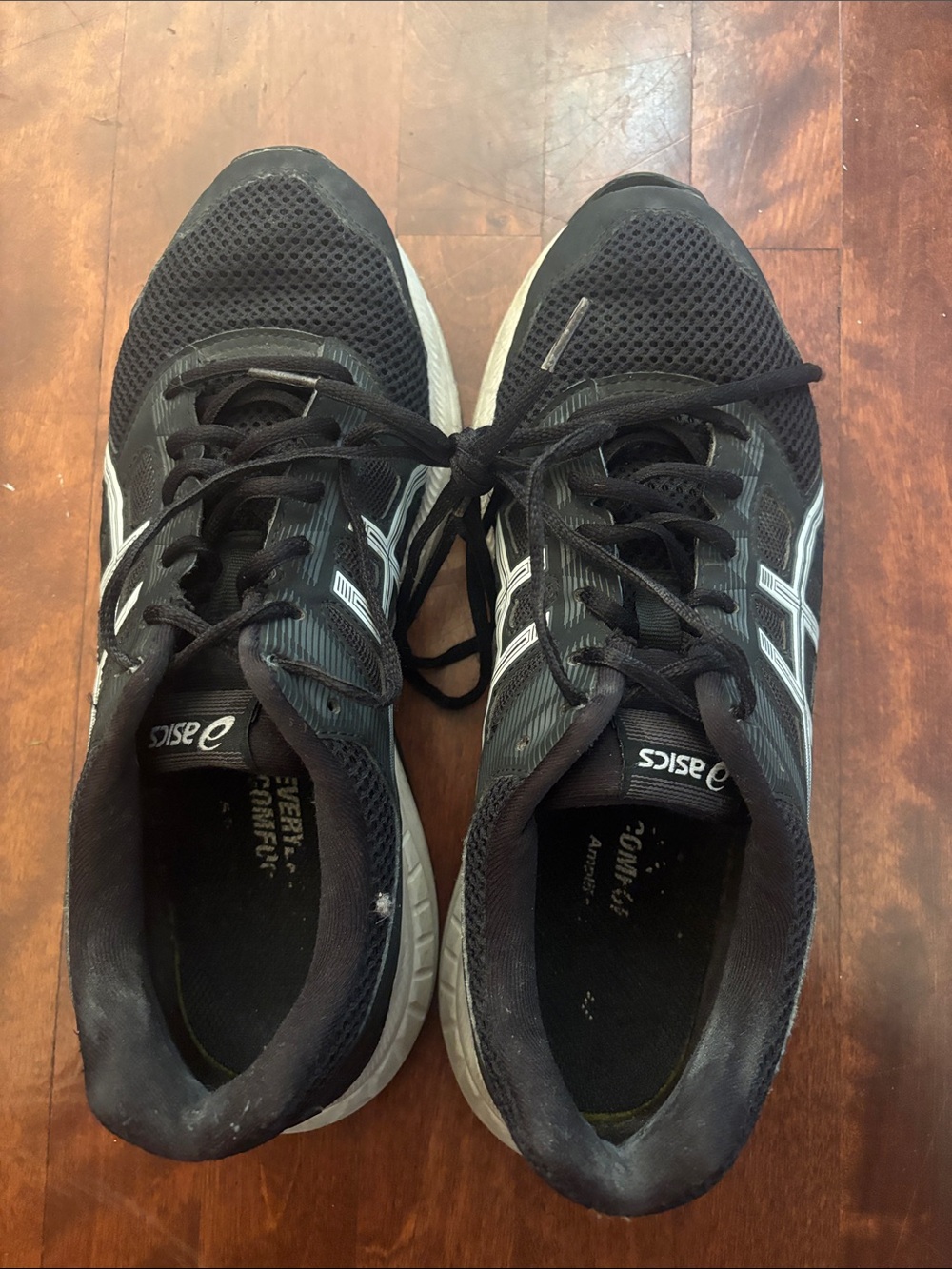 Asics Womens Black Athletic Running Shoes with White Accents